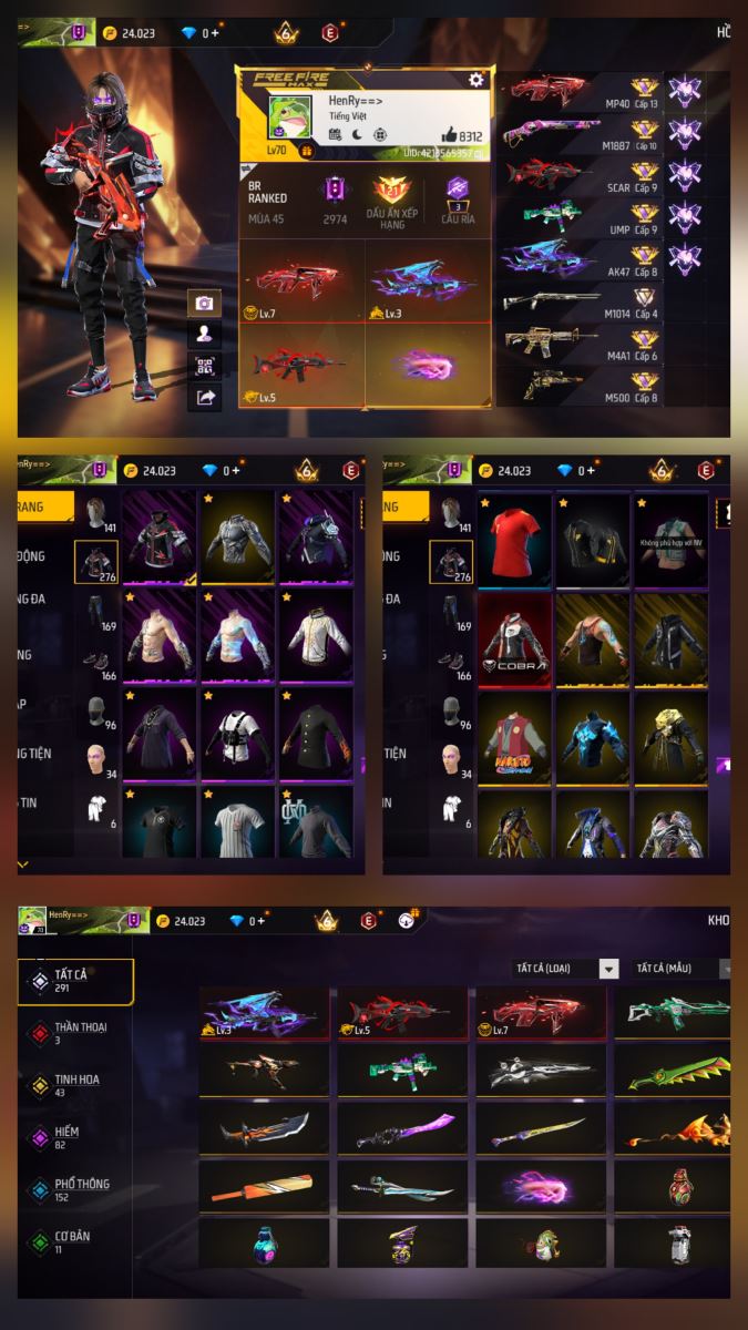 THUÊ ACC GAME FREE FIRE